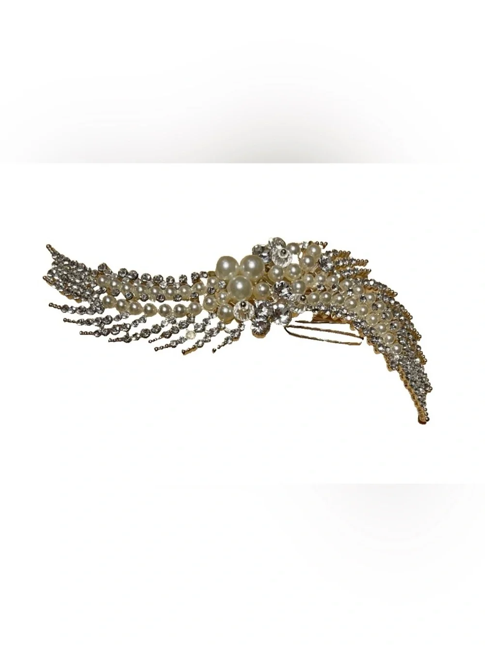 Sparkly Pearl and Diamond Cluster Hair Comb